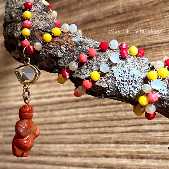 Red Jasper Goddess Crystal Beaded Necklace - Picture 8 of 10